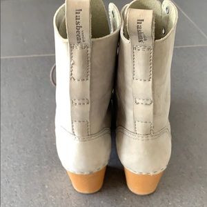 Swedish Hasbeens gray lace up booties, size 37